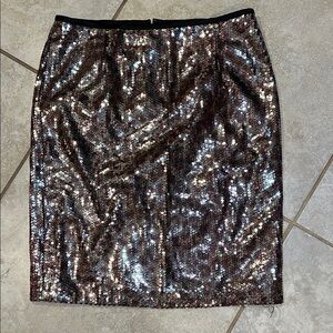 Y2K Nanette Lepore Leopard Sequin Pencil Skirt 8 Above The Knee